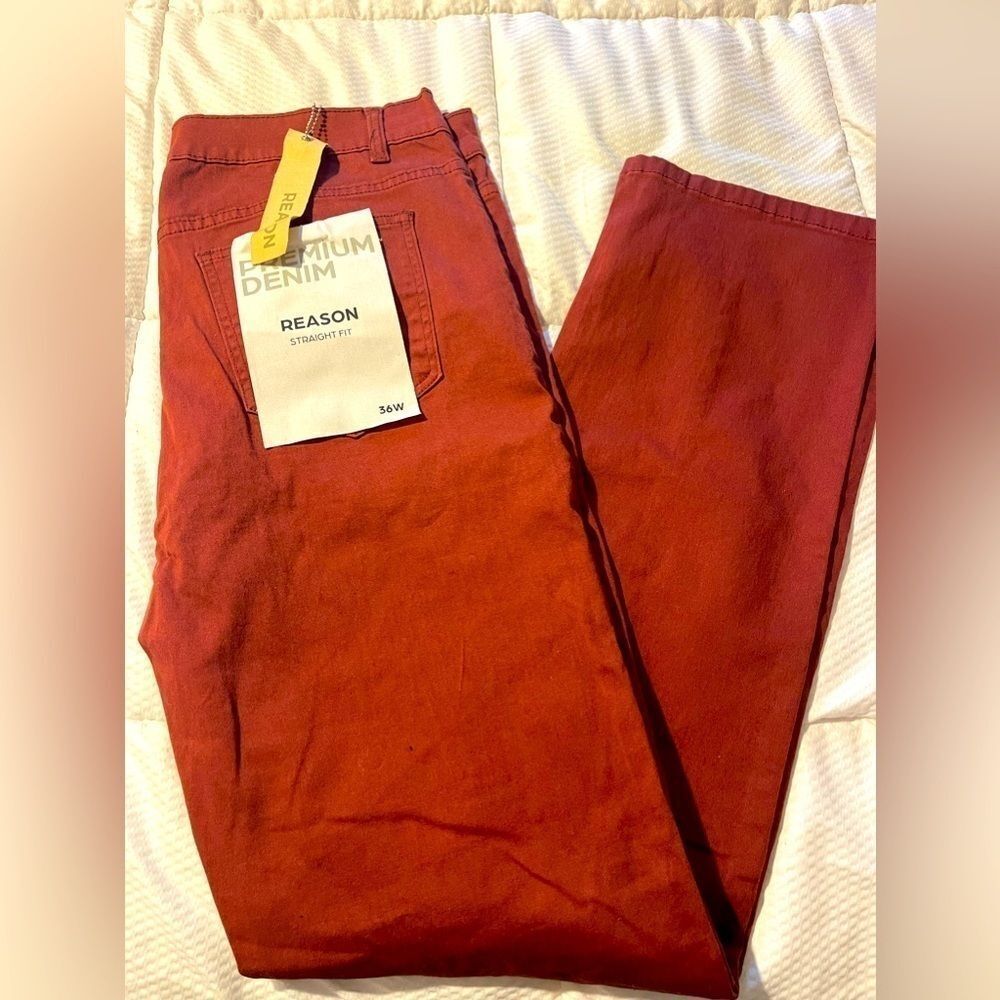 Reason Premium Denim‎ Straight Fit Distressed rust Jeans 36Wx 32